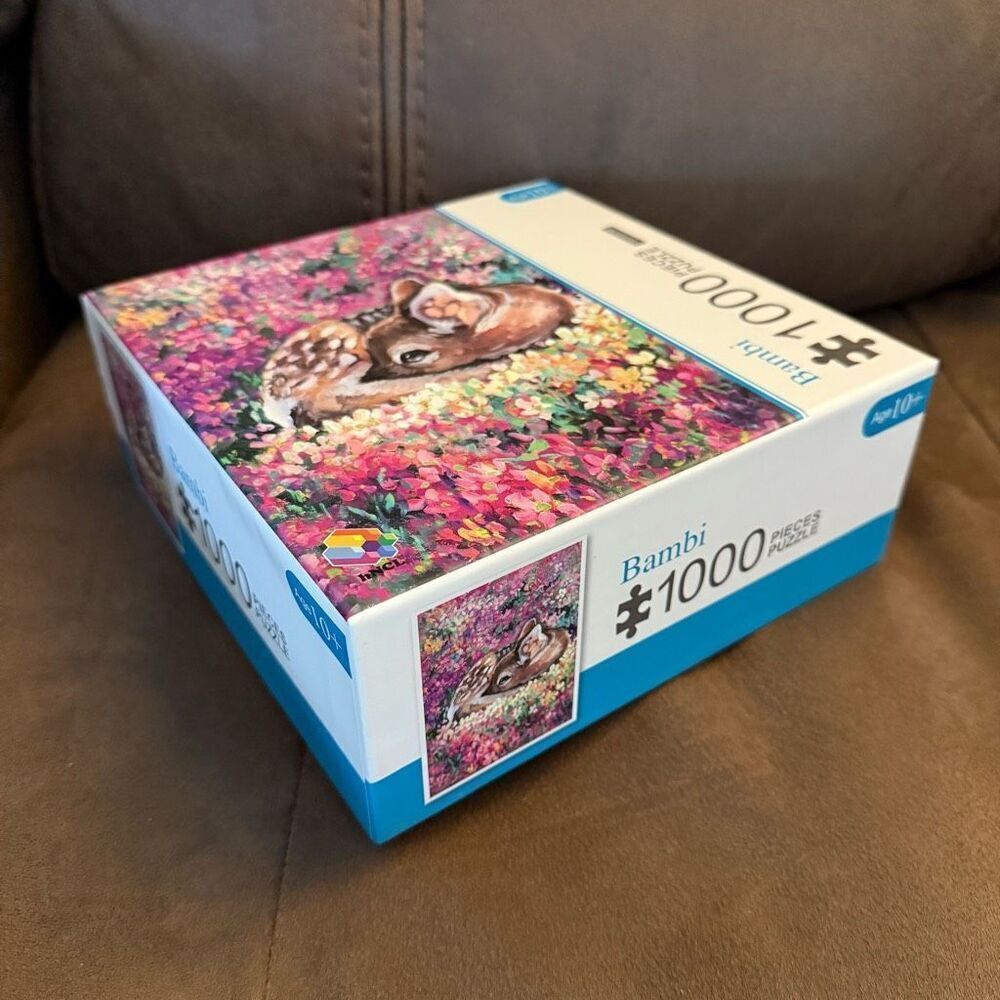 HNCL Bambi Deer and Flowers Impressionist Painting 1000 Piece Puzzle - Picture 2 of 4